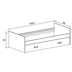 Cama Nido de Melamina Color Andersen y Puccini – Ancho 194,4 cm x Fondo 98 cm x Alto 58 cm, Ideal para Habitaciones Juveniles.