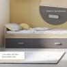 Cama Nido de Melamina Color Puccini Grafito – Ancho 194,4 cm x Fondo 98 cm x Alto 58 cm, Ideal para Habitaciones Juveniles.