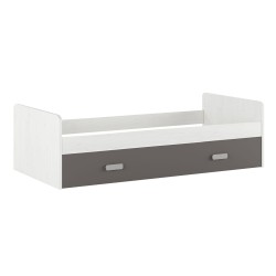 Cama Nido de Melamina Color Andersen y Grafito – Ancho 194,4 cm x Fondo 98 cm x Alto 58 cm, Ideal para Habitaciones Juveniles.