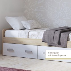 Cama Nido con 2 Cajones de Almacenaje – Puccini Andersen, 194,4 cm Largo x 98 cm Ancho x 58 cm Alto