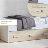Cama Nido con 2 Cajones de Almacenaje – Blanco Veteado y Natural, 194,4 cm Largo x 98 cm Ancho x 58 cm Alto