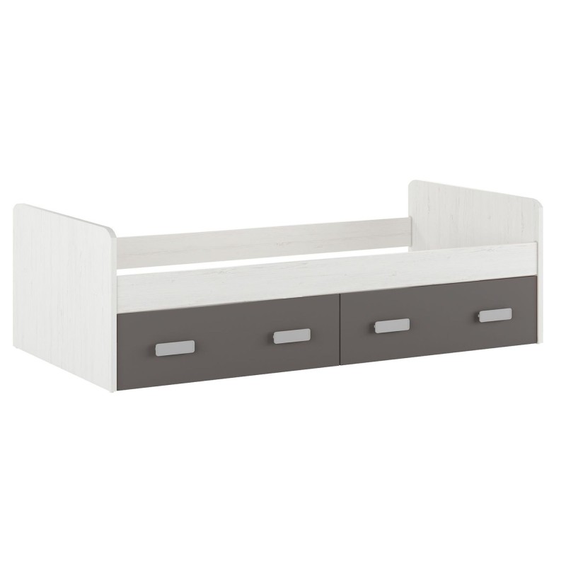 Cama Nido con 2 Cajones de Almacenaje – Blanco Veteado y Grafito, 194,4 cm Largo x 98 cm Ancho x 58 cm Alto