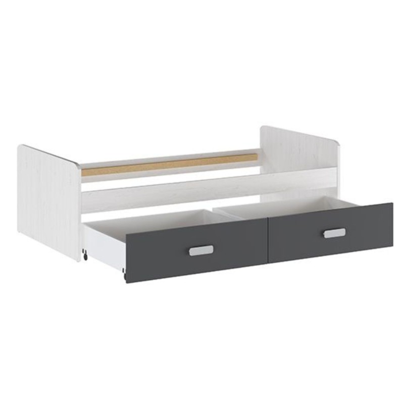 Cama Nido con 2 Cajones de Almacenaje – Blanco Veteado y Grafito, 194,4 cm Largo x 98 cm Ancho x 58 cm Alto