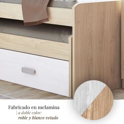 Cama Nido Juvenil Doble con Cajones de Almacenaje – Puccini Andersen, 198.4 cm Largo x 98 cm Ancho x 72 cm Alto