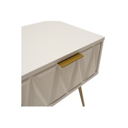 Mesita de Noche Blanca y Dorada, 42x35x55 cm, con 1 Cajón Espacioso