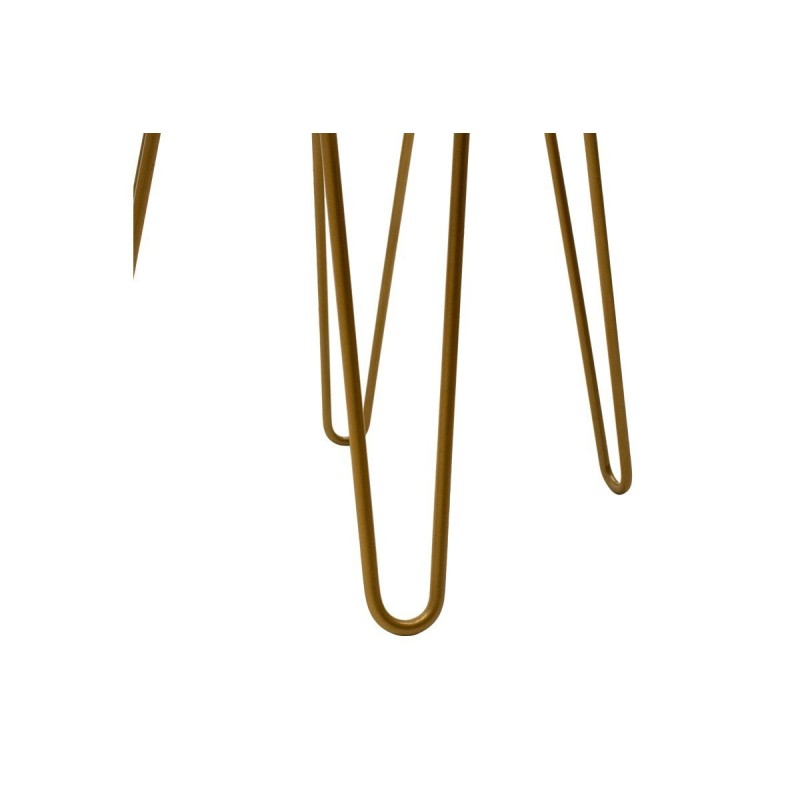 Mesita de Noche Blanca y Dorada, 42x35x55 cm, con 1 Cajón Espacioso