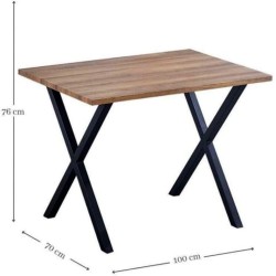 Mesa comedor + 2 taburetes: Mesa madera y Patas Metálicas En Negro (76x100x70 Cm) + 2 Taburetes (45x80x35 Cm )