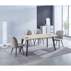 Mesa Comedor Madera Estilo Industrial, Patas metálicas Negras, Medidas 180 cm (Largo) x 90 cm (Ancho) 76 cm (Alto)