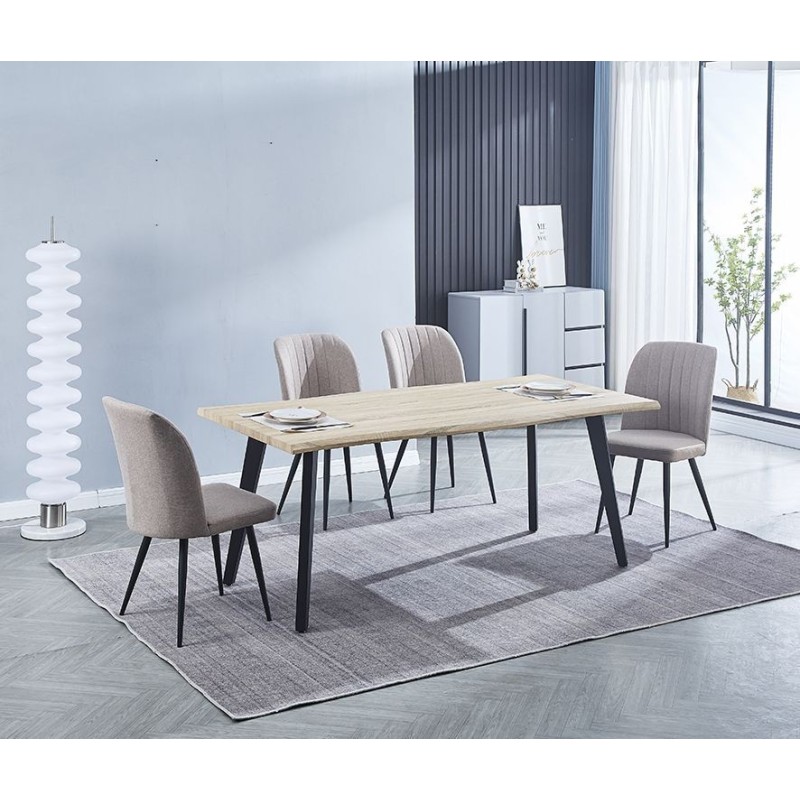 Mesa Comedor Madera Estilo Industrial, Patas metálicas Negras, Medidas 180 cm (Largo) x 90 cm (Ancho) 76 cm (Alto)