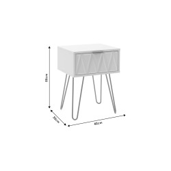 Mesita de Noche Blanca y Dorada, 42x35x55 cm, con 1 Cajón Espacioso