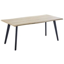 Mesa Comedor Madera Estilo Industrial, Patas metálicas Negras, Medidas 180 cm (Largo) x 90 cm (Ancho) 76 cm (Alto)