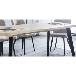Mesa Comedor Madera Estilo Industrial, Patas metálicas Negras, Medidas 180 cm (Largo) x 90 cm (Ancho) 76 cm (Alto)