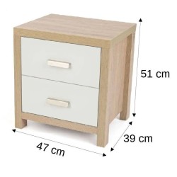 Mesilla de Noche 2 Cajones Color Cambria Blanco - ¡Compra Ahora!