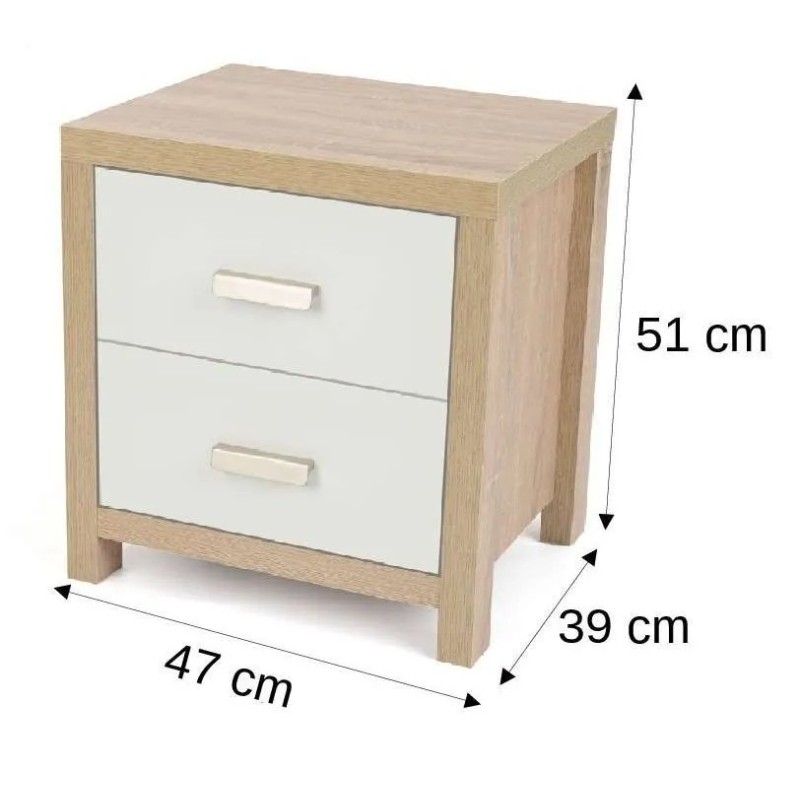Mesilla de Noche 2 Cajones Color Cambria Blanco - ¡Compra Ahora!