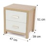 Mesilla de Noche 2 Cajones Color Cambria Blanco - ¡Compra Ahora!