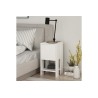 Mesilla de Noche Color Blanco 1 Cajón, Puerta Abatible 30x30x55cm - Estilo Moderno