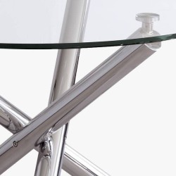 Mesa de Comedor Redonda | Tapa de Cristal y Pata Cromada | Diámetro 110 cm.