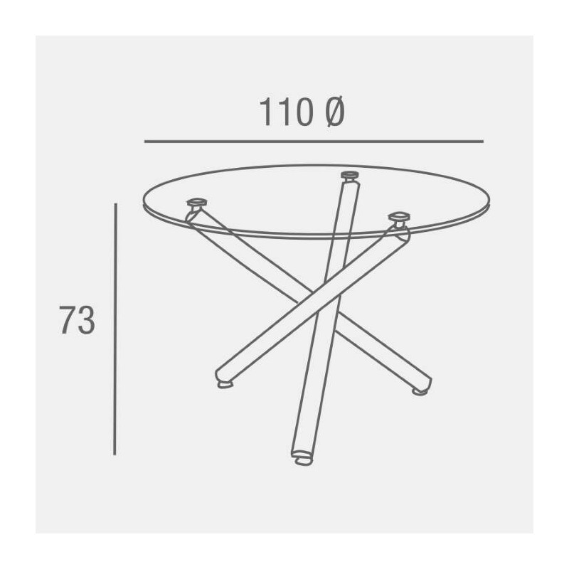 Mesa de Comedor Redonda | Tapa de Cristal y Pata Cromada | Diámetro 110 cm.