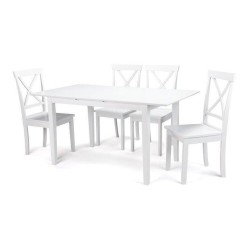 Mesa de Comedor Extensible en MDF - Acabado Blanco | 120/150x80 cm | Diseño Moderno y Funcional