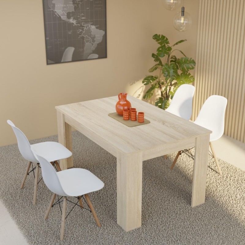 Mesa de Comedor Extensible, Mesa Salón, Robusta, Cambria, 138-198 cm (Largo) x 88 cm (Ancho) x 76 cm (Alto)