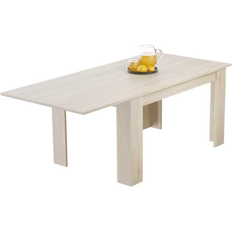 Mesa de Comedor Extensible, Mesa Salón, Robusta, Cambria, 138-198 cm (Largo) x 88 cm (Ancho) x 76 cm (Alto)