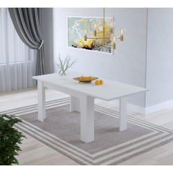 Mesa de Comedor Extensible, Mesa Salón, Robusta, Color Blanco, 138-198 cm (Largo) x 88 cm (Ancho) x 76 cm (Alto)