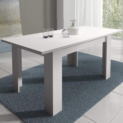 Mesa de Comedor Extensible, Mesa Salón, Robusta, Color Blanco, 138-198 cm (Largo) x 88 cm (Ancho) x 76 cm (Alto)