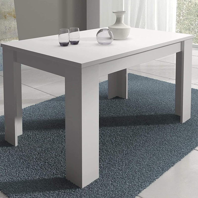 Mesa de Comedor Extensible, Mesa Salón, Robusta, Color Blanco, 138-198 cm (Largo) x 88 cm (Ancho) x 76 cm (Alto)