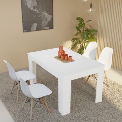 Mesa de Comedor Extensible, Mesa Salón, Robusta, Color Blanco, 138-198 cm (Largo) x 88 cm (Ancho) x 76 cm (Alto)