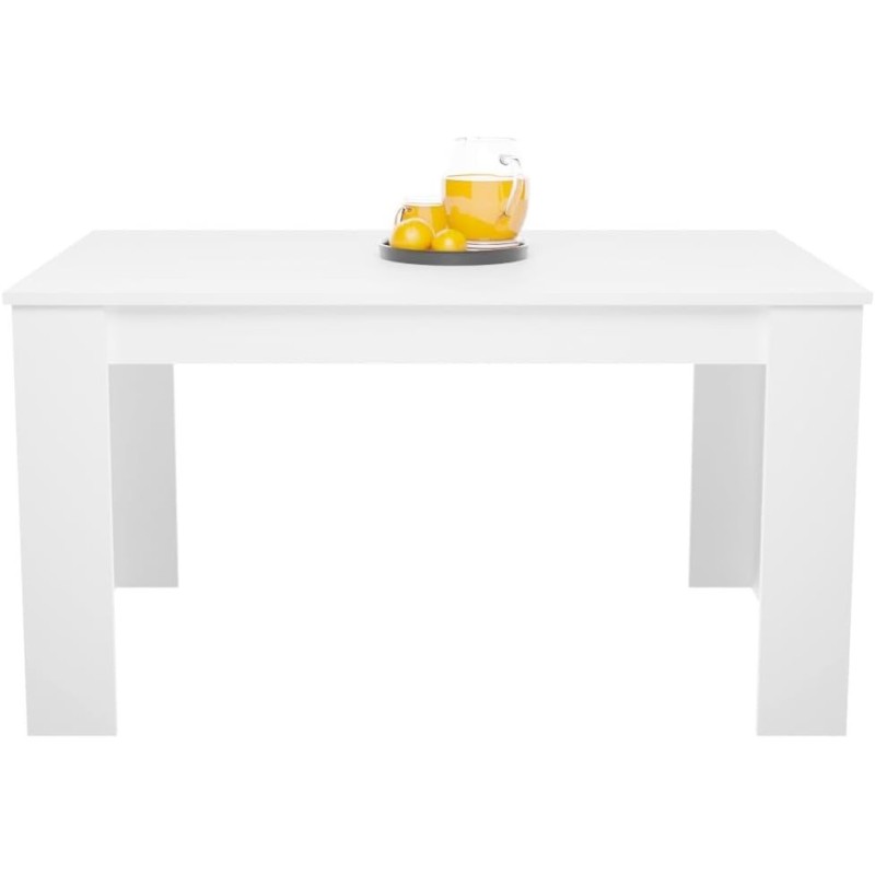 Mesa de Comedor Extensible, Mesa Salón, Robusta, Color Blanco, 138-198 cm (Largo) x 88 cm (Ancho) x 76 cm (Alto)
