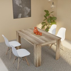 Mesa de Comedor Extensible, Mesa Salón, Robusta, Color Cañón, 138-198 cm (Largo) x 88 cm (Ancho) x 76 cm (Alto)
