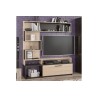 Mueble TV de Madera Color Wengué y Natural con Estantes y Puertas, 151.5x37.5x169.5 cm – Mueble salón moderno.