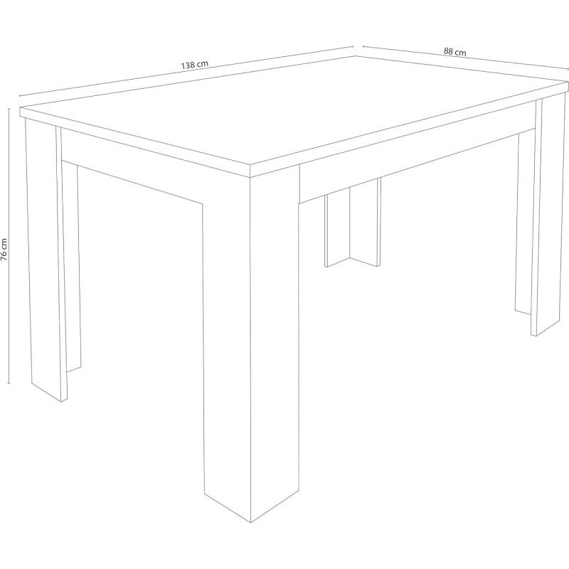 Mesa de Comedor Extensible, Mesa Salón, Robusta, Color Andersen Pino Gris, 138-198 cm (Largo) x 88 cm (Ancho) x 76 cm (Alto)