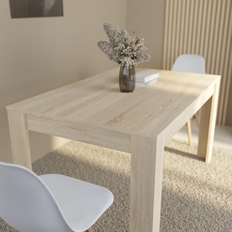 Mesa de Comedor, Mesa de Salón Fija, Color Cambria, Medidas: 140 cm (Largo) x 80 cm (Ancho) x 75 cm (Alto)