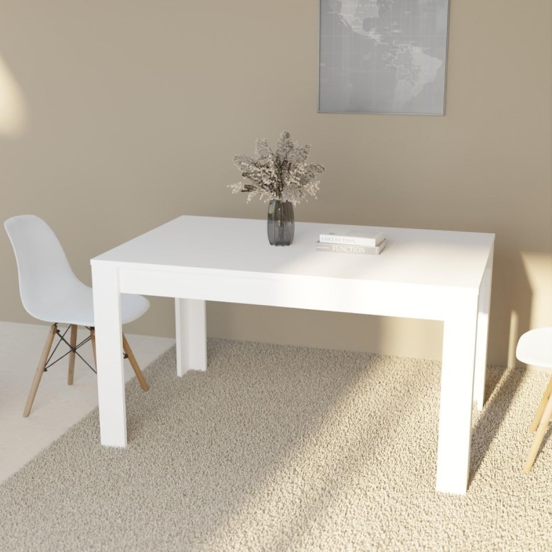 Mesa de Comedor, Mesa de Salón Fija, Color Andersen Blanco, Medidas: 140 cm (Largo) x 80 cm (Ancho) x 75 cm (Alto)
