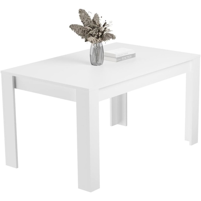 Mesa de Comedor, Mesa de Salón Fija, Color Andersen Blanco, Medidas: 140 cm (Largo) x 80 cm (Ancho) x 75 cm (Alto)
