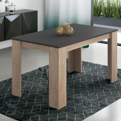 Mesa de Comedor, Mesa de Salón Fija, Color Roble - Grafito, Medidas: 140 cm (Largo) x 80 cm (Ancho) x 75 cm (Alto)