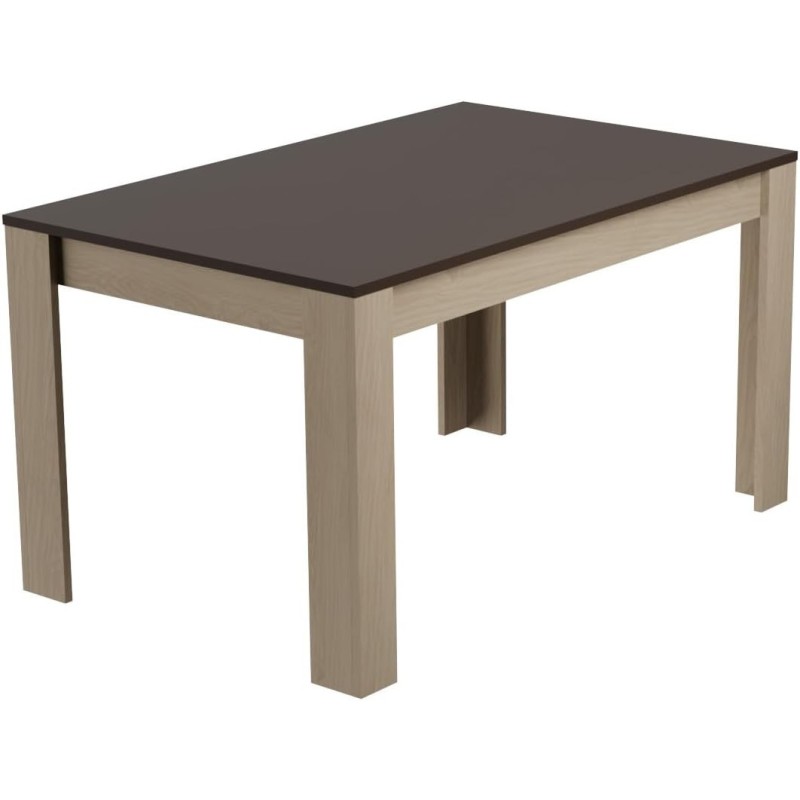 Mesa de Comedor, Mesa de Salón Fija, Color Roble - Grafito, Medidas: 140 cm (Largo) x 80 cm (Ancho) x 75 cm (Alto)