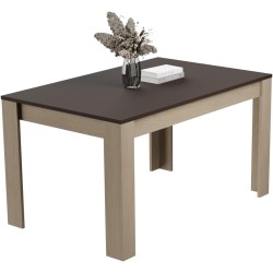 Mesa de Comedor, Mesa de Salón Fija, Color Roble - Grafito, Medidas: 140 cm (Largo) x 80 cm (Ancho) x 75 cm (Alto)