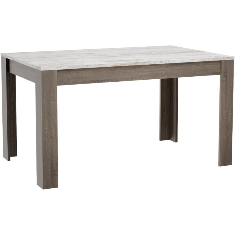 Mesa de Comedor, Mesa de Salón Fija, Color Trufa y Cañon, Medidas: 140 cm (Largo) x 80 cm (Ancho) x 75 cm (Alto)