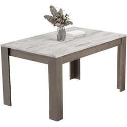 Mesa de Comedor, Mesa de Salón Fija, Color Trufa y Cañon, Medidas: 140 cm (Largo) x 80 cm (Ancho) x 75 cm (Alto)