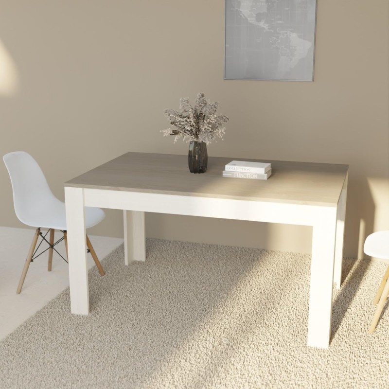 Mesa de Comedor, Mesa de Salón Fija, Color Andersen Pino Gris, Medidas: 140 cm (Largo) x 80 cm (Ancho) x 75 cm (Alto)