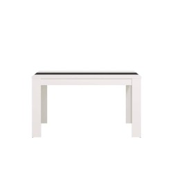Mesa de Comedor Moderna 135x80x75 cm, Tapa MDF Blanco y Negro con Patas Blancas - Estilo Moderno