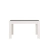 Mesa de Comedor Moderna 135x80x75 cm, Tapa MDF Blanco y Negro con Patas Blancas - Estilo Moderno
