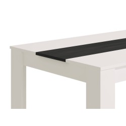 Mesa de Comedor Moderna 135x80x75 cm, Tapa MDF Blanco y Negro con Patas Blancas - Estilo Moderno