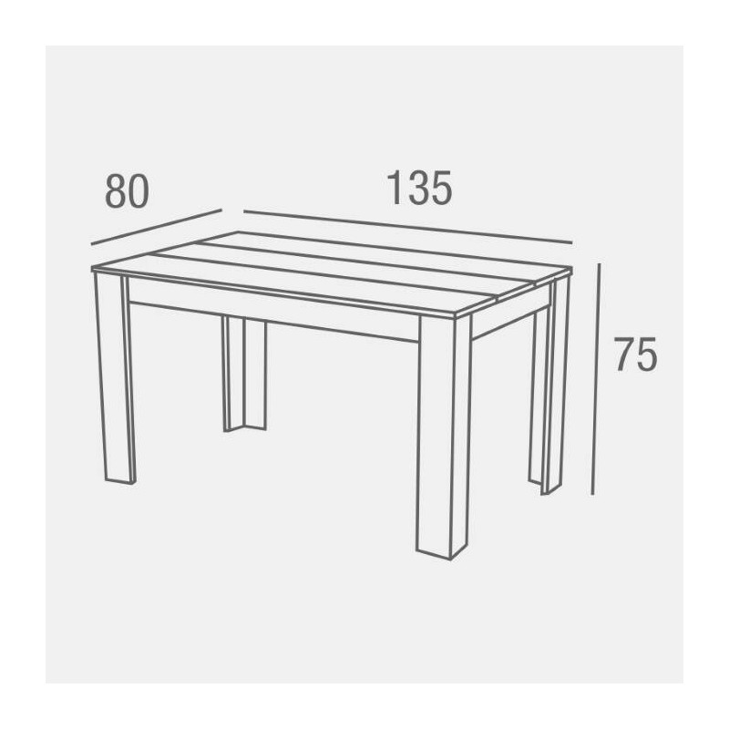Mesa de Comedor Moderna 135x80x75 cm, Tapa MDF Blanco y Negro con Patas Blancas - Estilo Moderno