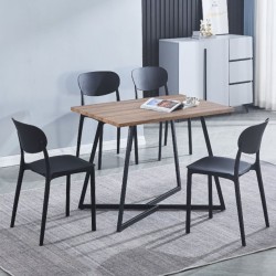 Mesa Comedor Madera, Patas metálicas En Color Negro, Mesa Rectangular, Medidas 100 cm (Lar) x 70 cm (Anc) 76 cm (Al)