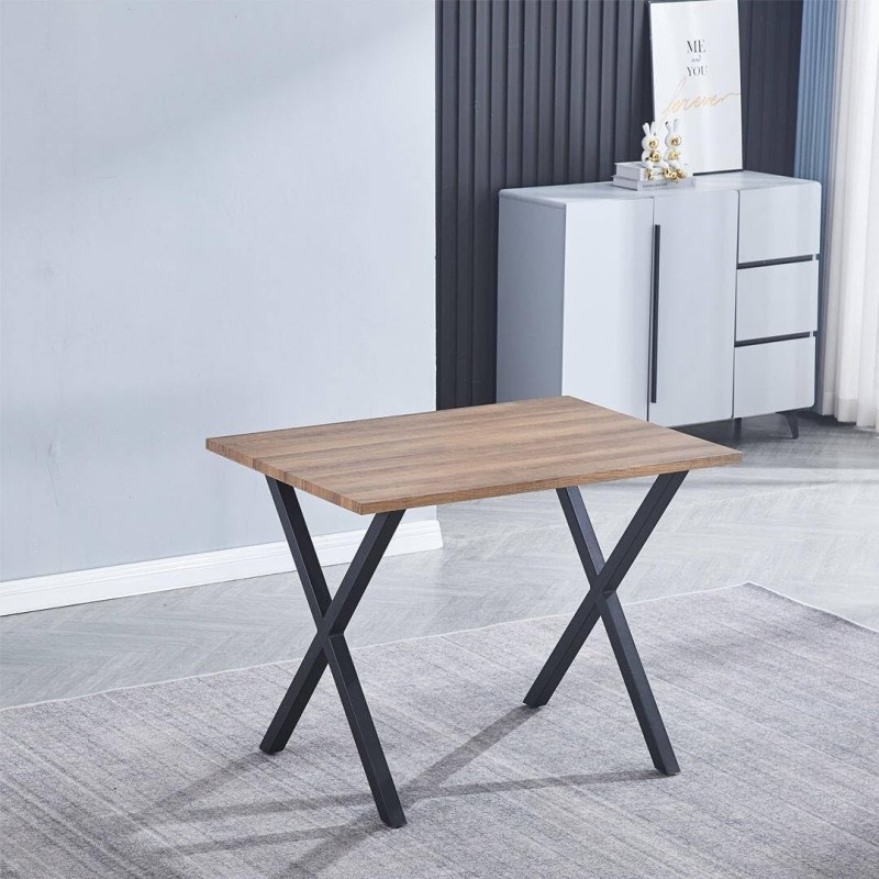 Mesa Comedor Madera, Patas metálicas Negras, Mesa Rectangular, Medidas 100 cm (Largo) x 70 cm (Ancho) 76 cm (Alto)
