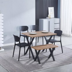 Mesa Comedor Madera, Patas metálicas Negras, Mesa Rectangular, Medidas 100 cm (Largo) x 70 cm (Ancho) 76 cm (Alto)