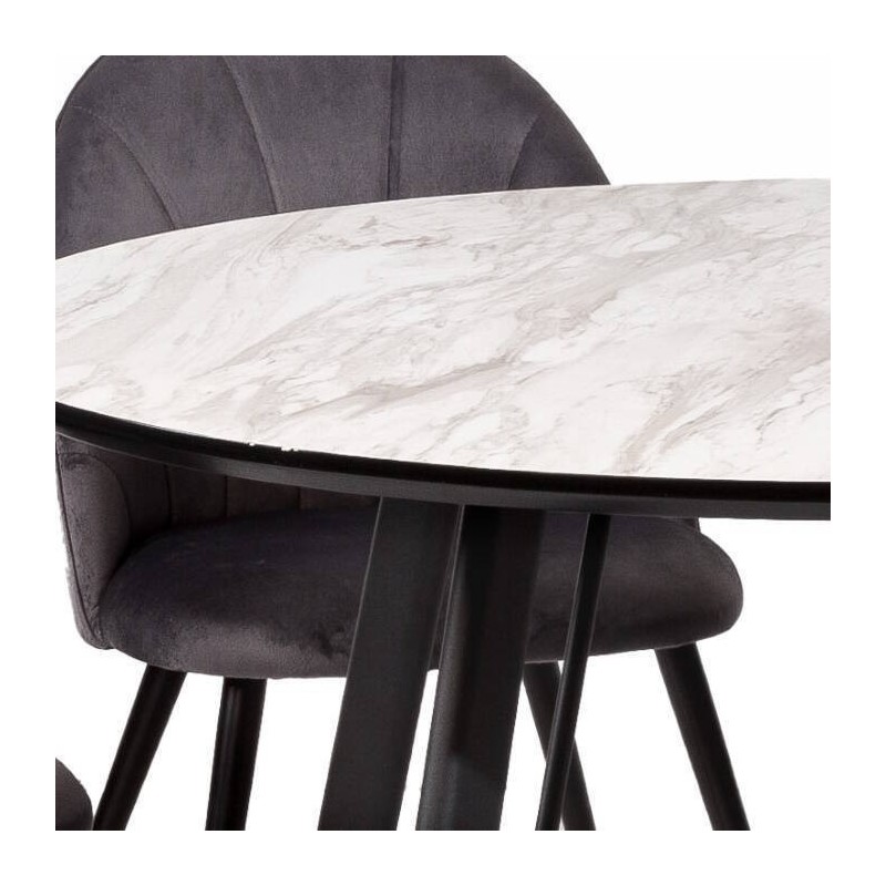 Mesa de Comedor Fija Redonda | Imitación Mármol con Pata Metálica | Diámetro 120 cm x Alto 75 cm